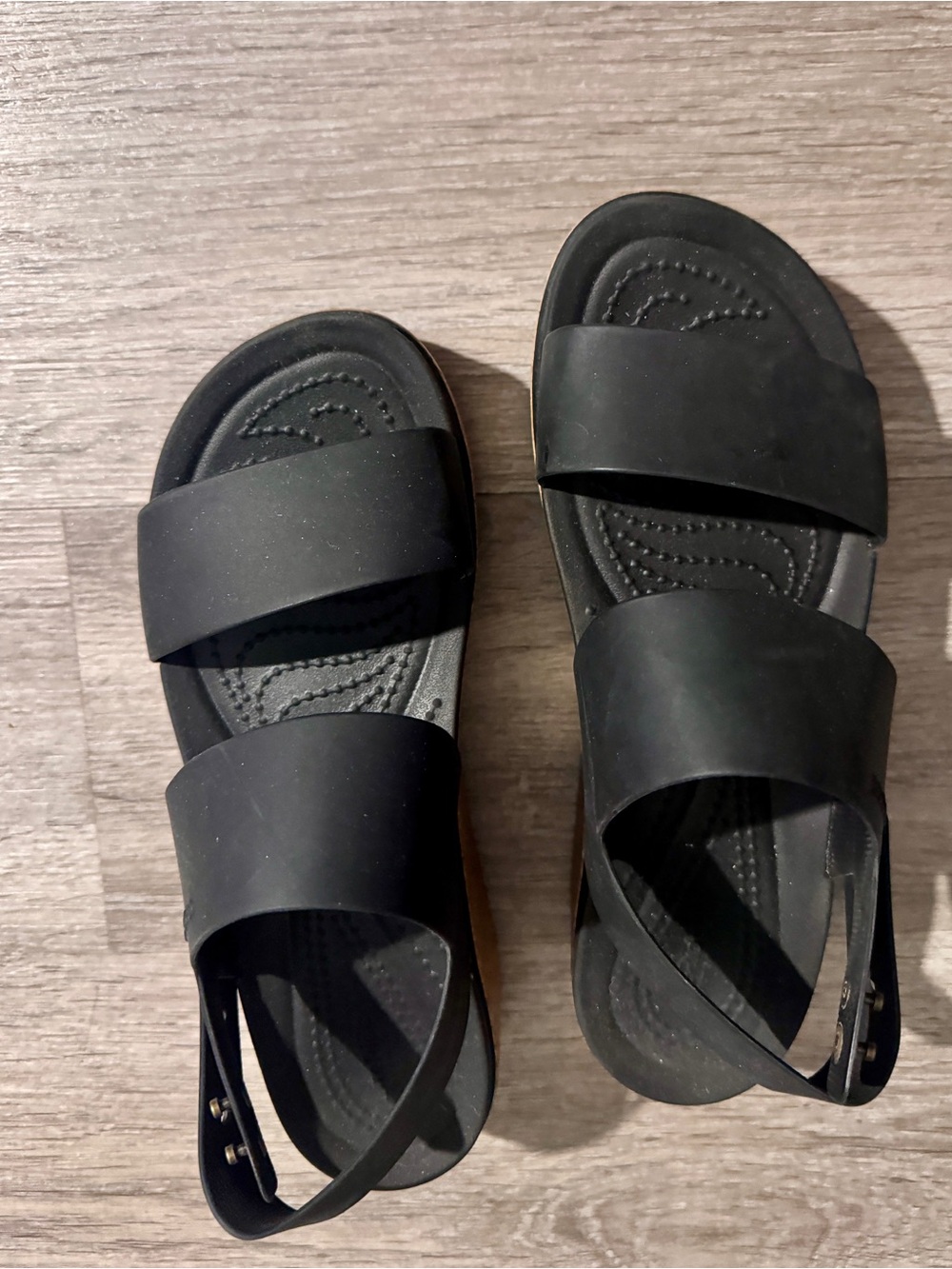 CROCS Black Brooklyn low wedge cork sandal